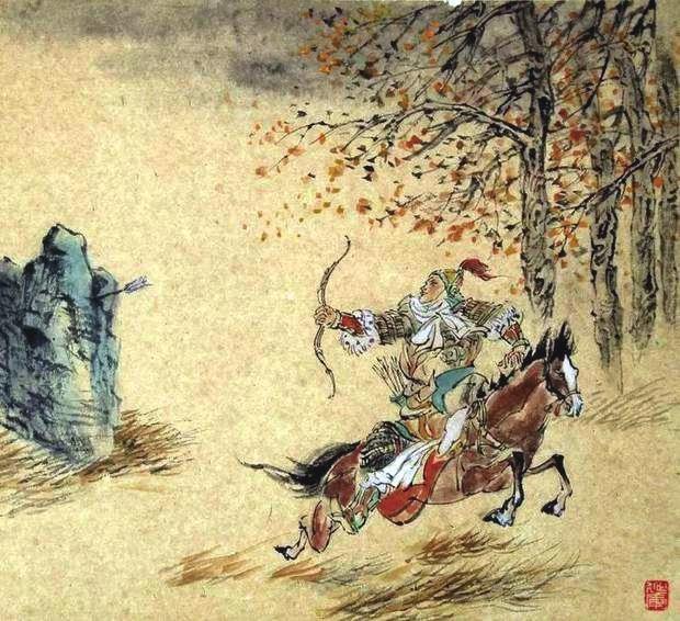 “林暗草驚風(fēng)，將軍夜引弓?！碑?huà)作