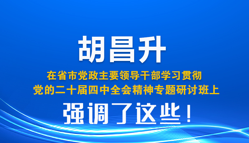 圖解| 胡昌升在省市黨政主要領(lǐng)導(dǎo)干部學(xué)習(xí)貫徹黨的二十屆四中全會(huì)精神專題研討班上強(qiáng)調(diào)了這些！